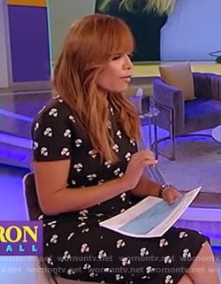 Sunny's black floral sheath dress on Tamron Hall Show