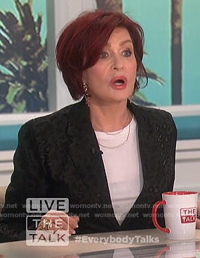 Sharon's black leopard print blazer on The Talk