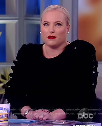 Meghan's black pearl embellished dress on The View