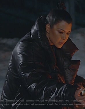 Kourtney's black puffer coat on Keeping Up with the Kardashians