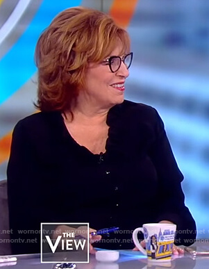 Joy's black ruffled collar blouse on The View