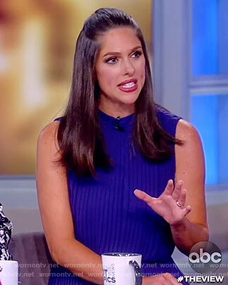 Abby's blue sleeveless pleated dress on The View