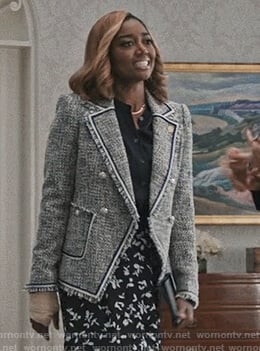 Daisy's blue tweed blazer on Madam Secretary