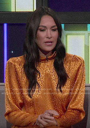 Brie Bella's yellow leopard dress on A Little Late with Lilly Singh