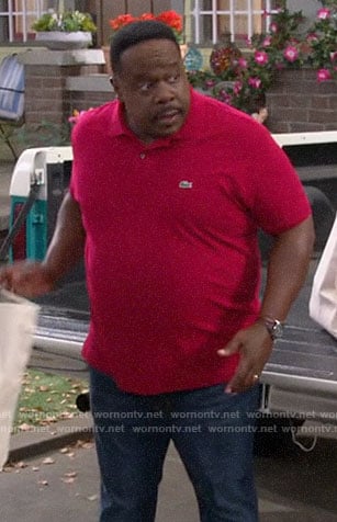 Calvin's red polo shirt on The Neighborhood