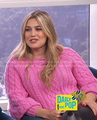Carissa's pink cable knit sweater on E! News Daily Pop