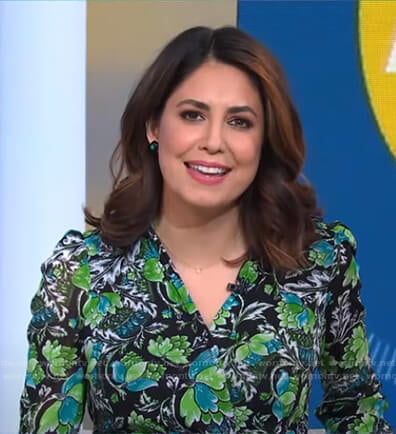 Cecilia's black and green floral dress on Good Morning America