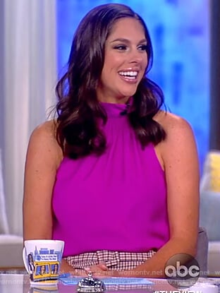 Abby's purple halter top and check pants on The View