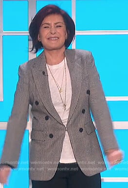 Sharon's gray check double breasted blazer on The Talk