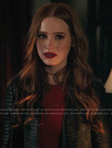 Cheryl's striped leather jacket on Riverdale