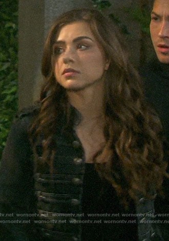 Ciara's black military style jacket on Days of our Lives