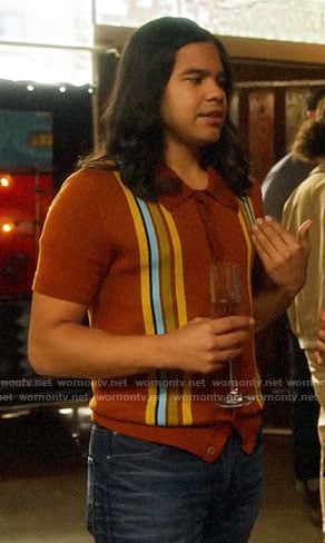 Cisco's striped button down polo shirt on The Flash