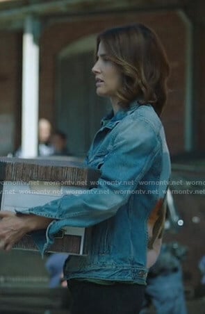 Dex's landscape print denim jacket on Stumptown