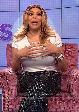Wendy's sequin stripe pants on The Wendy Williams Show