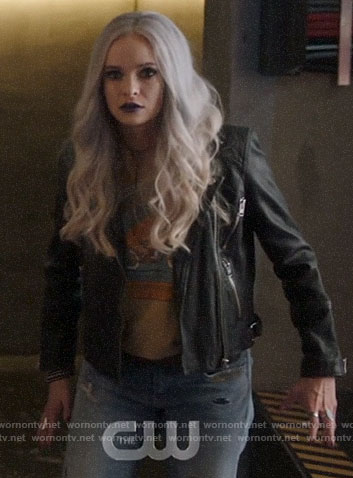 Frost's leather moto jacket on The Flash