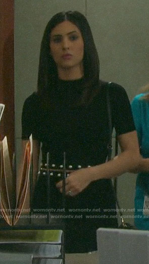 Gabi's black pearl waist dress on Days of our Lives