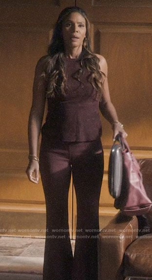 Grace's burgundy suede top on Greenleaf