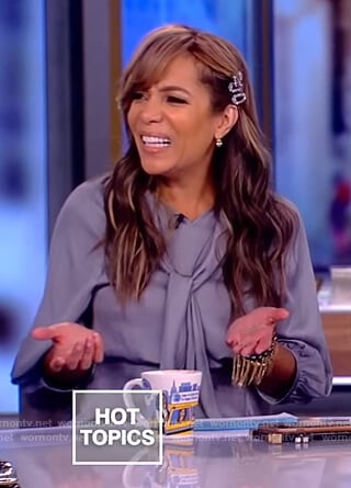 Sunny's gray tie neck dress on The View