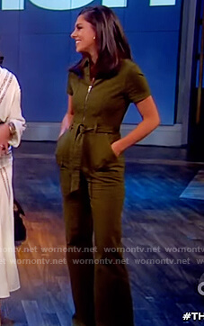 Abby's green denim jumpsuit on The View
