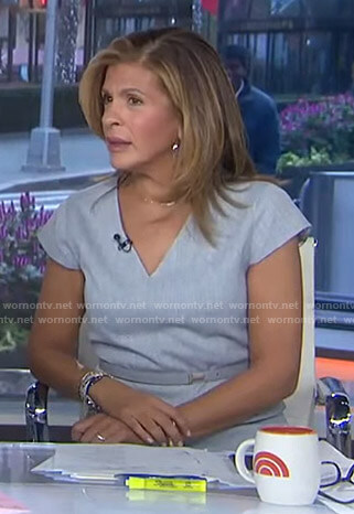 Hoda's grey belted v-neck dress on Today