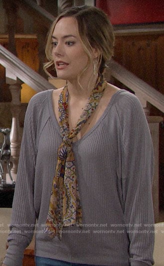 Hope's grey thermal top on The Bold and the Beautiful