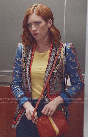 Julia's mixed print blazer on Almost Family