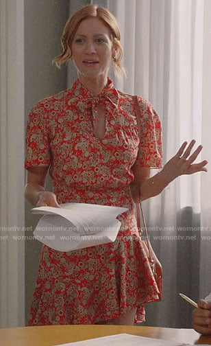 Julia's orange paisley print dress on Almost Family