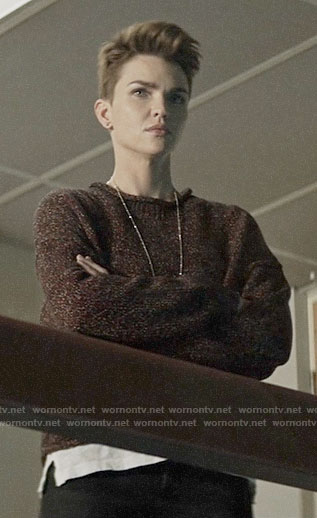 Kate's red marled sweater on Batwoman
