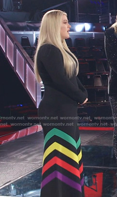 Kelly Clarkson's black dress with rainbow stripes on The Voice