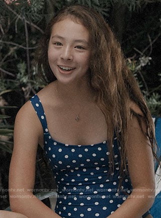 Lilly's blue polka dot swimsuit on Modern Family
