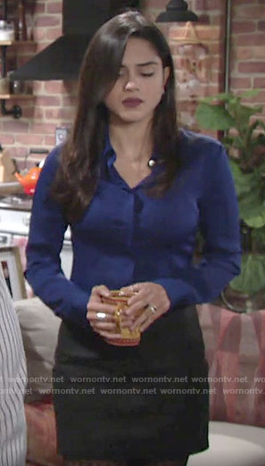 Lola's blue button down shirt on The Young and the Restless