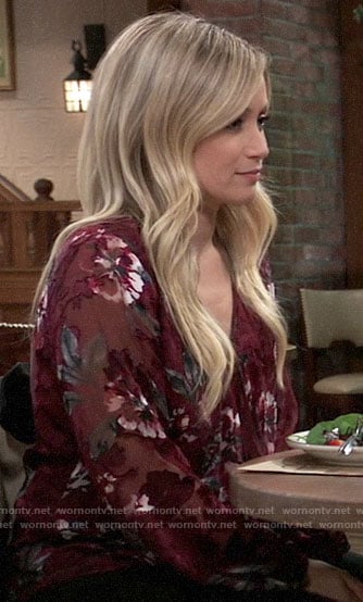 Lulu's sheer red floral blouse on General Hospital