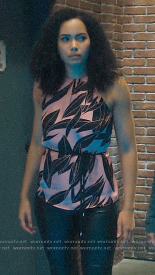 Macy's pink leaf print top on Charmed