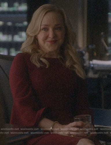 Marissa's red bell sleeve dress on Bull