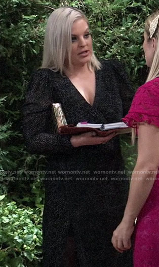 Maxie's black dotted dress at Nina's wedding on General Hospital