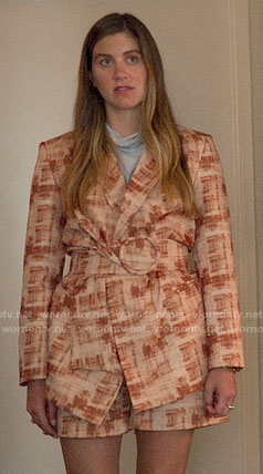 McAfee's orange printed belted blazer and shorts set on The Politician