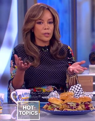 Sunny's black floral and dot print dress on The View