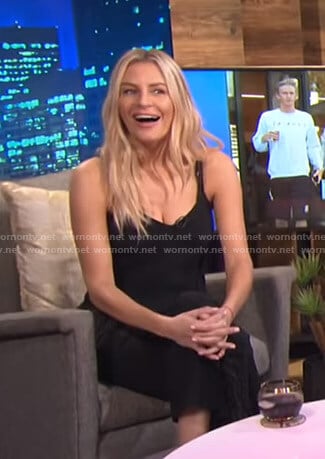 Morgan's black feather-trim camisole on E! News Nightly Pop