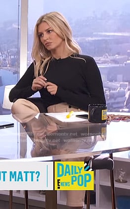 Morgan's beige cropped leather pants on E! News Daily Pop