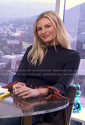 Morgan's navy and orange fringed top on E! News Daily Pop