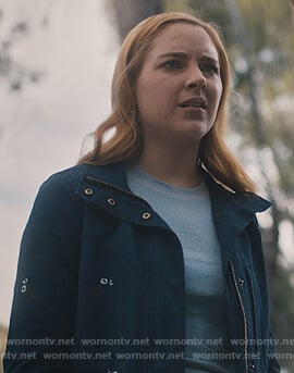 Violet's navy floral embroidered jacket on Light as a Feather
