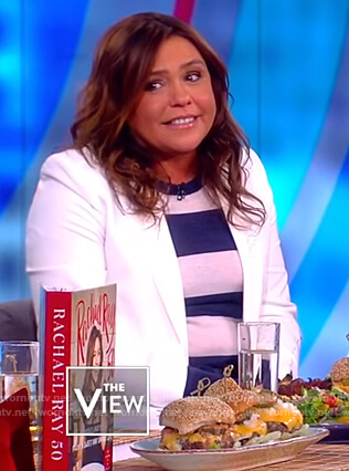 Rachael Ray's white blazer and striped sweater on The View