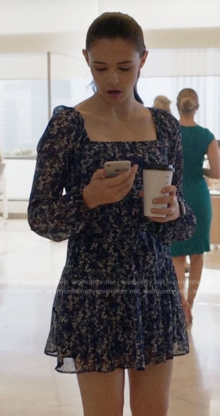 Nia's blue floral long sleeved dress on Supergirl