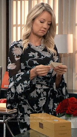 Nina's floral bell sleeve dress on General Hospital