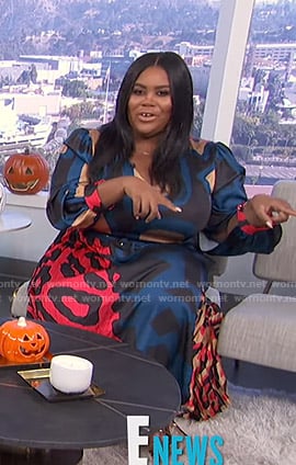 Nina's mixed leopard print dress on E! News
