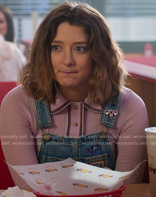 Nonnie's pink ribbed polo sweater on Insatiable