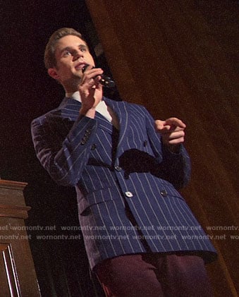 Payton's pinstriped blazer on The Politician