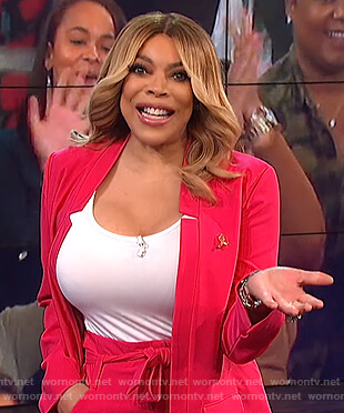 Wendy's pink blazer and pants on The Wendy Williams Show