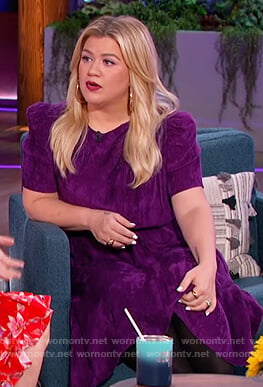 Kelly's purple corduroy dress on The Kelly Clarkson Show