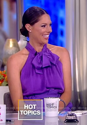 Abby's purple tie halter top on The View